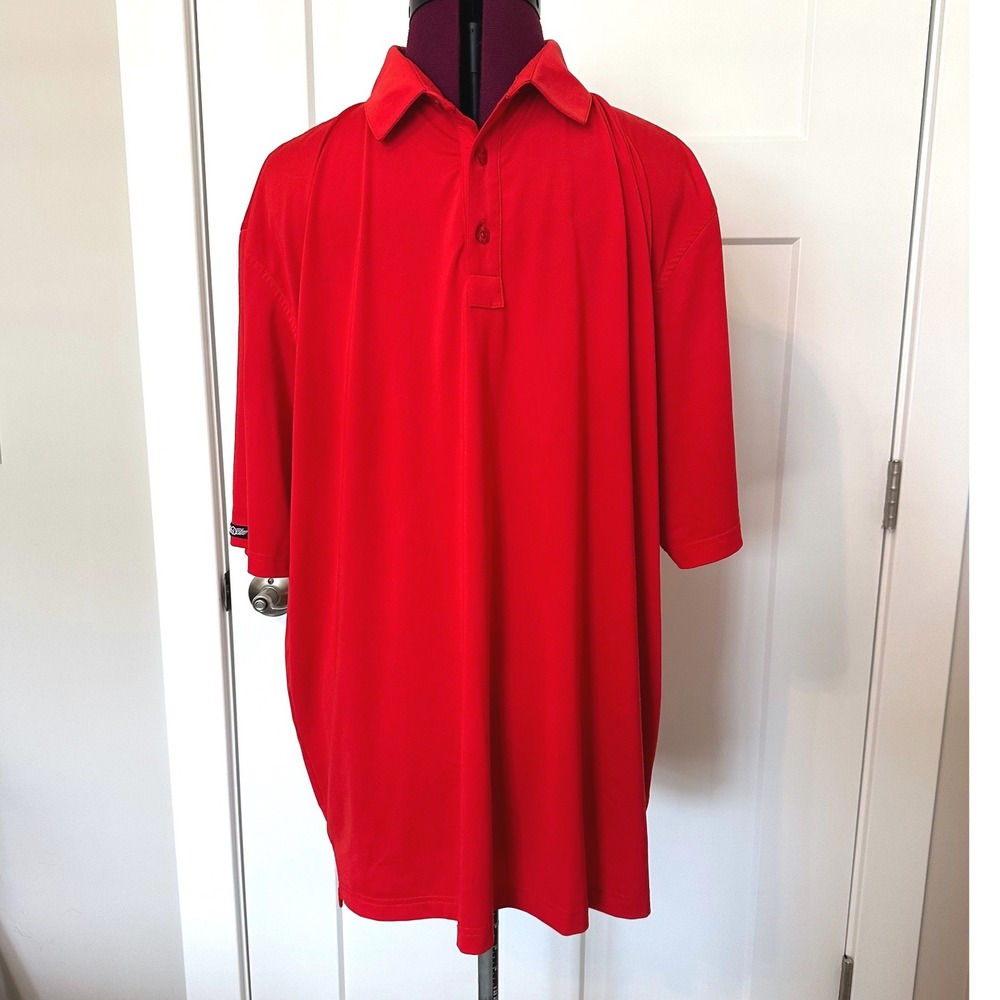 Straight Down Performance Mens XXL Red Short Sleeve Golf Polo Shirt Stretch
